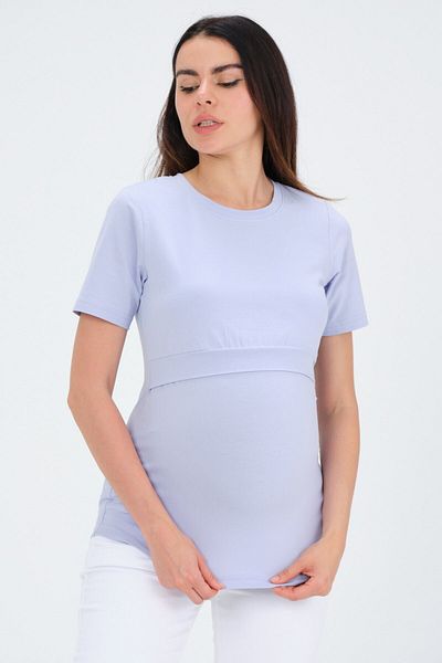 BUSA Tricou cu mânecă scurtă pentru gravidă care alăptează Liliac