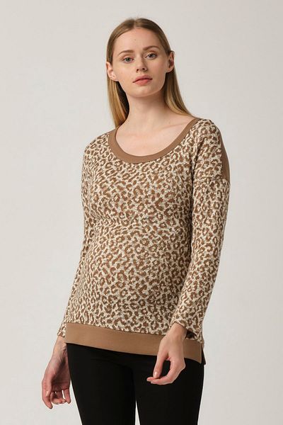 BUSA Camel Pregnant Print - Μπλούζα με δαντέλα στην πλάτη