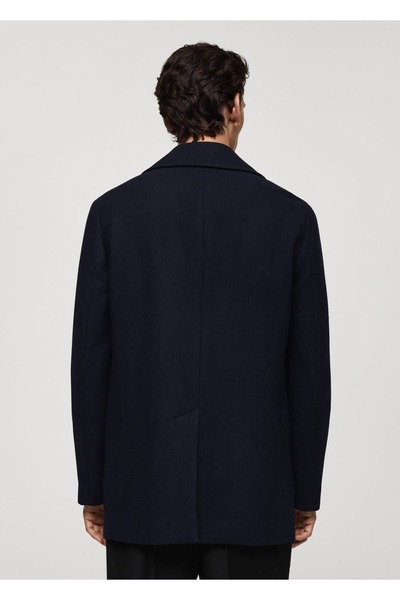 MANGO Man Düğmeli kruvaze yün palto