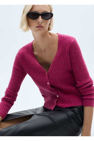 MANGO Woman Cardigan din tricot cu nasturi metalici
