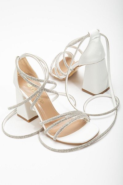 Dilimler Ayakkabı 3 Banded Gle Wrap Gladiator Model White Pantofi de seară damă 