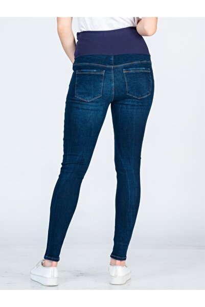 BUSA Pregnant Ripped Model High Rib Jean Blue