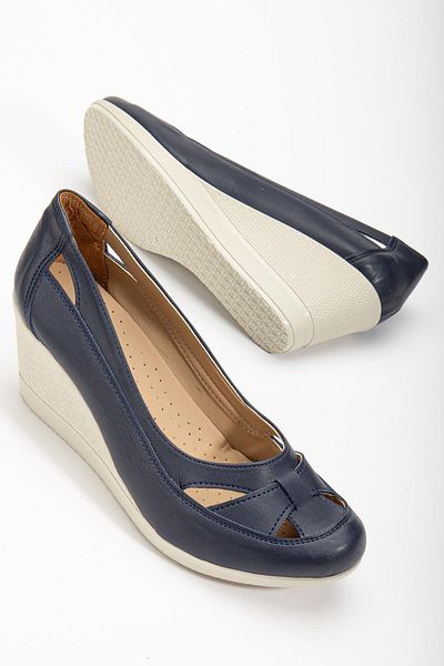 Dilimler Ayakkabı Dámské boty na klínovém podpatku Ortopedic Navy Blue na klínu