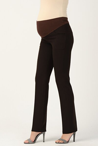 BUSA Hamile Gabardin Pantolon Kahverengi