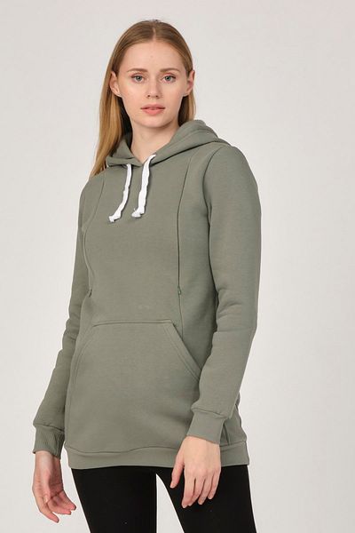 BUSA Pregnant Breastfeeding Detailed Thermal Hooded Sweatshirt