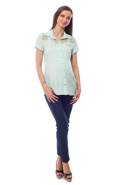 BUSA بنطلون جيرسيه للحوامل ذو ساق ضيقة باللون الأزرق الداكن