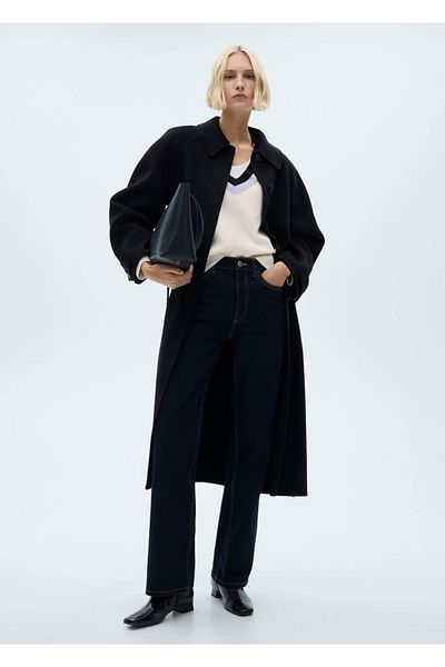 MANGO Woman Streifendetaillierter Pullover