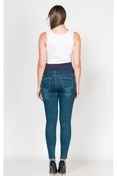 BUSA Blugi Maternitate Leg Line Model Ripped Blue