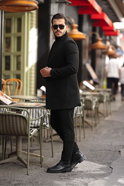 hello7 Ανδρικό Μαύρο Παλτό Slimfit New Season