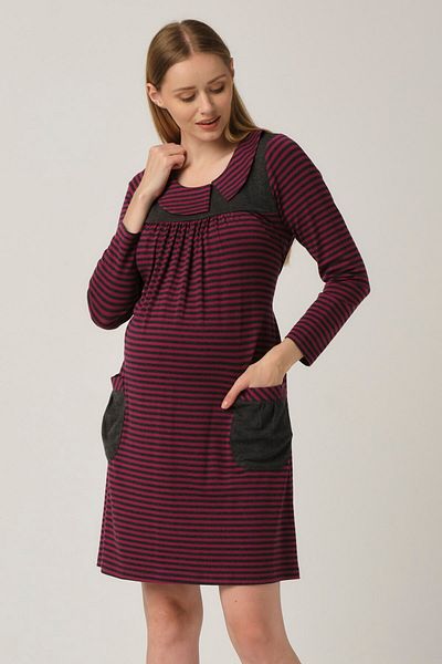 BUSA Pregnant Women's Robe Daily Dress Fuchsia