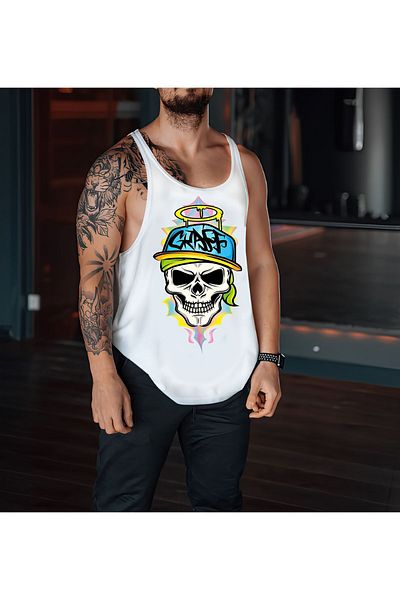 CDA White Athletic Tank Top - Craft Skeleton Gym