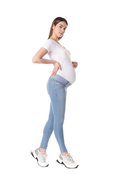 BUSA Blugi skinny pentru gravidă, cu suport abdominal inferior, albastru deschis