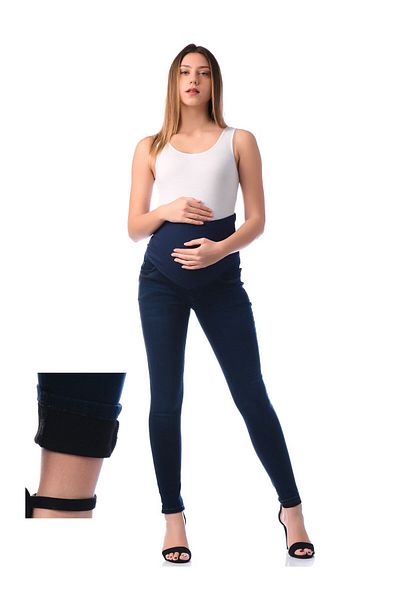 BUSA Maternity Thermal Jeans Skinny Leg Navy Blue