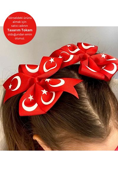 kombin takı Handmade Red Turkish Flag Printed Eid Buckle (Pair)