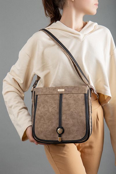 Dilimler Ayakkabı Skin 2 Compartment Covered Zippered Mink Black Women's Shoulder Bag
