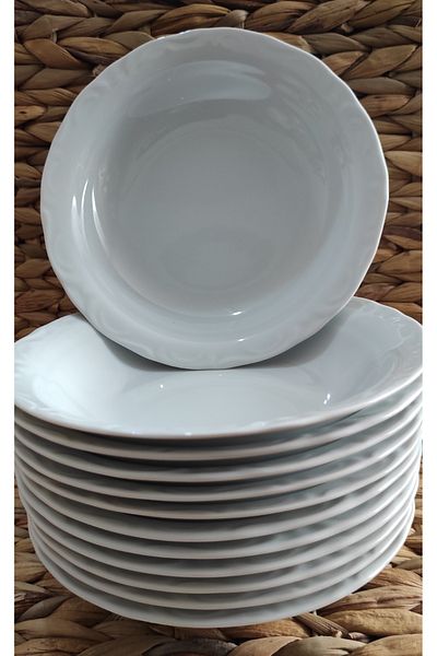 Porland Porcelain Anatolio White 12 Pieces 19 cm (Large) Dutter Dish Plate