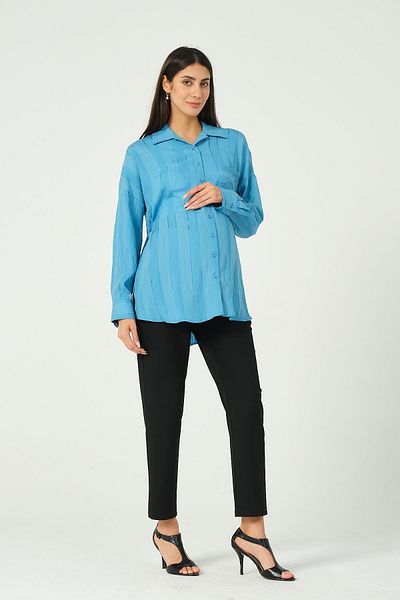 BUSA Pregnant Front Pocketed Shirt Blue