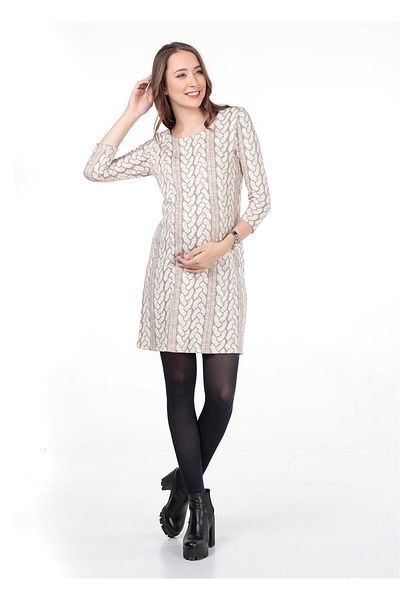 BUSA Καθημερινό φόρεμα εγκυμοσύνης Houndstooth με μοτίβο σανίδας καφέ