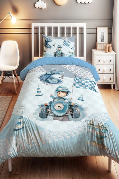 EVPANYA طقم غطاء لحاف أطفال فردي منقوش من Speed Passion Prince