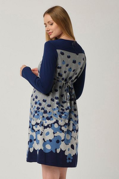 BUSA Rochie mini cu mânecă lungă cu imprimeu floral de maternitate Albastru