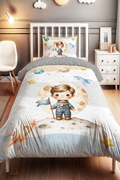 EVPANYA Astronaut Discovery Patterned Single Baby Kids Bedding Set