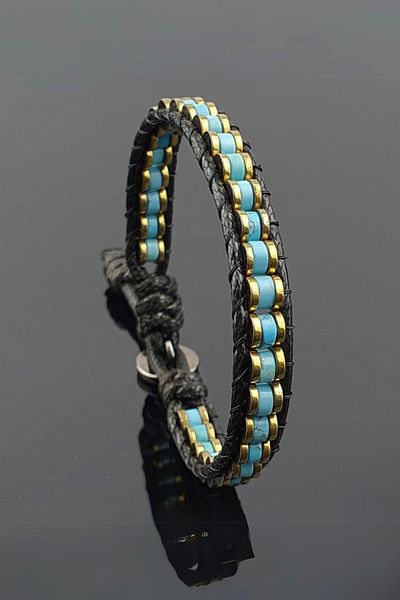 Seven Art Jewelry Natural Stone Bracelet, Turquoise Bracelet, Slim Cylinder Bracelet, Women's Bracelet, Men's Bracelet