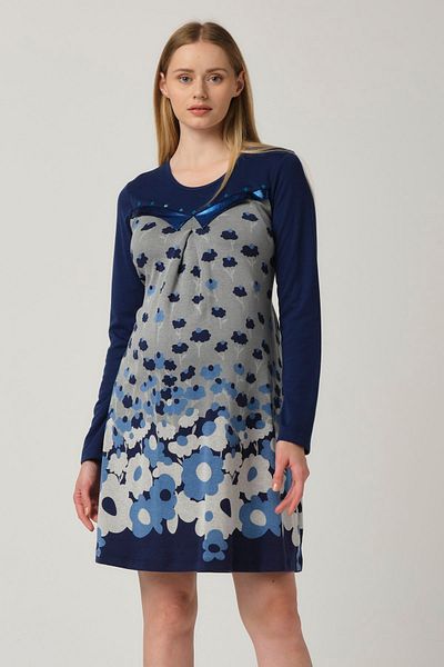 BUSA Rochie mini cu mânecă lungă cu imprimeu floral de maternitate Albastru