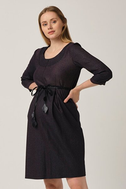 BUSA Μωβ φόρεμα εγκυμοσύνης με φερμουάρ μπροστά