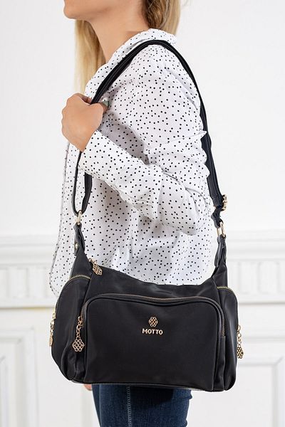 Dilimler Ayakkabı Satin Look Casual Black Women's Shoulder Bag