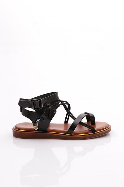 DGN Women's Black Beaded Sandals 310 Flip Flop Side 4213289