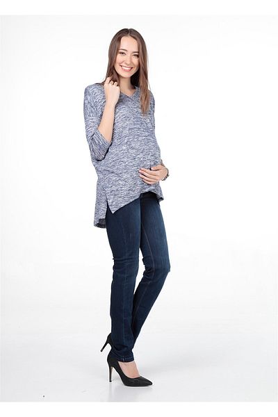 BUSA Maternity V-Neck Blouse Navy Blue