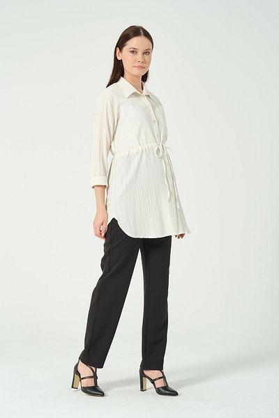 BUSA Maternity Lace-up Wrap Shirt Ecru