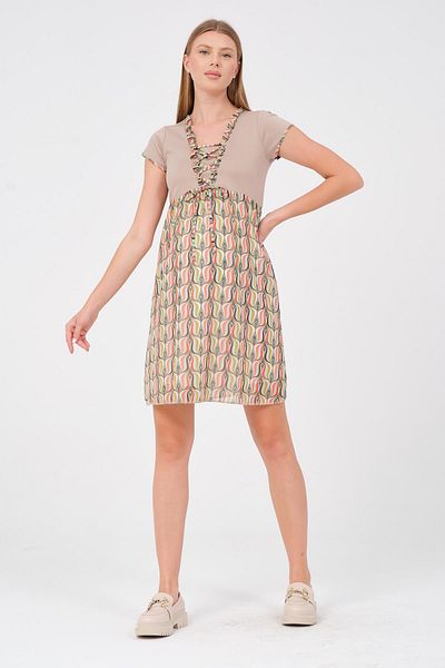 BUSA Rochie casual de maternitate cu maneca scurta cu model galben