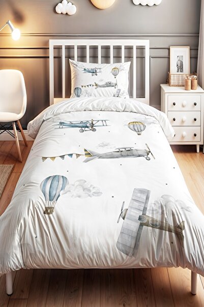 EVPANYA مجموعة مفروشات أطفال مفردة منقوشة بالمركبات المحمولة جواً