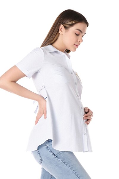 BUSA Maternity Short Sleeve Shirt Blue