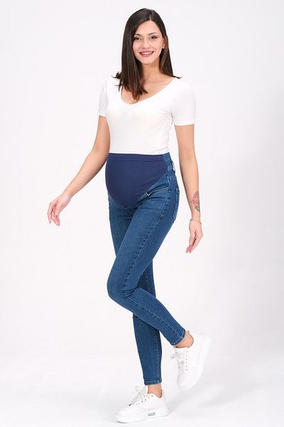 BUSA Navy Blue Skinny Jeans - Maternity Stretchy Abdominal Band