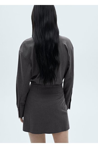 MANGO Woman İnce çizgili gömlek elbise