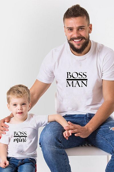 Tshirthane Μπλουζάκι Boss Man Boss Mini Dad and Son (Τιμή αντικειμένου)
