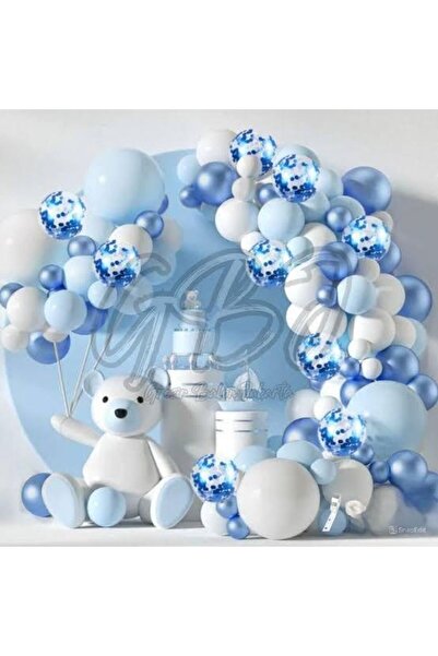 DÜVENCİ TİCARET Μπλε και λευκά μπαλόνια λάτεξ Μπαλόνια κομφετί