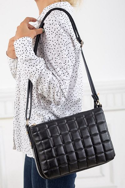 Dilimler Ayakkabı Square Quilted 3 Compartment Black Women's Shoulder Bag