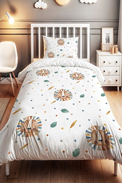 EVPANYA Polka Dot Bohemian Lion Patterned Single Baby Kids Bedding Set