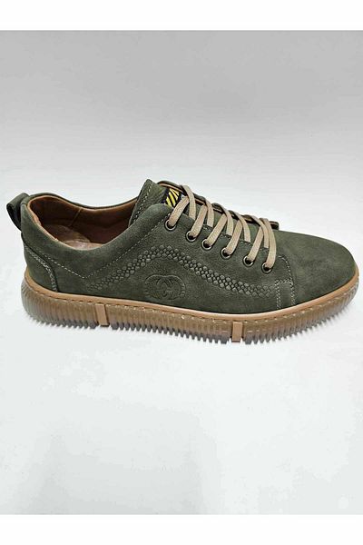 Luis Figo Genuine Leather Number 38-39 Lace-Up Khaki Nubuck Men's Shoes