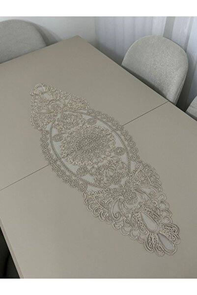 tiftikhome Bohem Dantel Modelli Lüks Runner, Salon Oda Sehpa  Fransız Güpürlü...