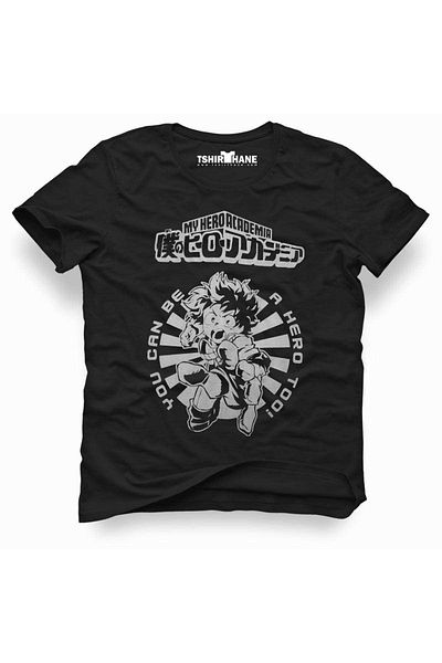 Tshirthane Ανδρικό μπλουζάκι Anime My Hero Academia με εμπριμέ μαύρο