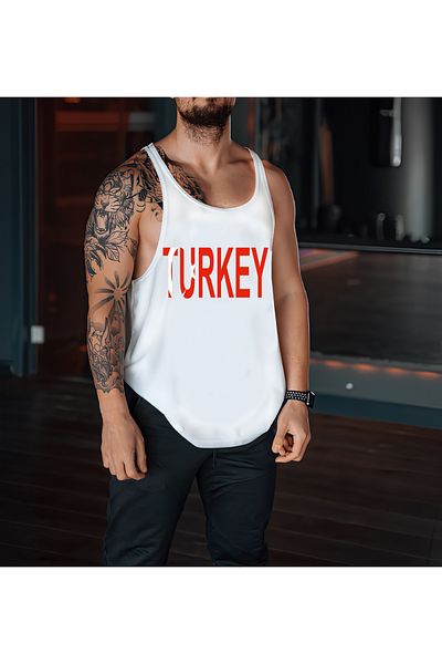 CDA White Turkey Gym Tank Top - Sports Tank Top