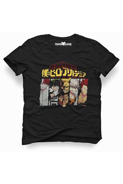 Tshirthane Ανδρικό μπλουζάκι Anime My Hero Academia με εμπριμέ μαύρο