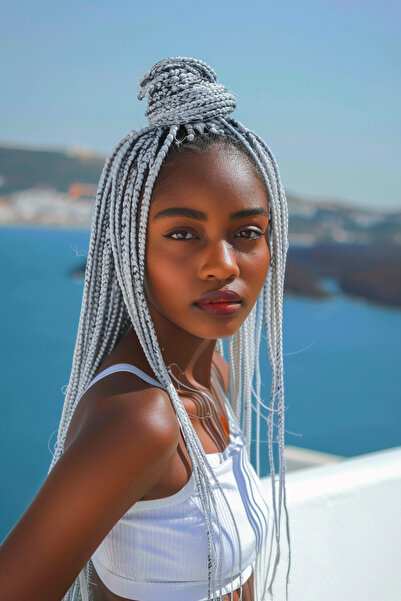 Mina Peruk Afrika Örgüsü Ve Rasta İçin Sentetik Saç - Açık Gri
