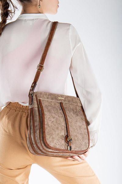 Dilimler Ayakkabı Skin 2 Compartment Covered Zippered Mink Tan Women's Shoulder Bag