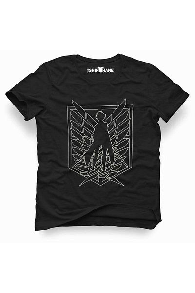 Tshirthane Anime Attack On Titan Eren Jaeger Ανδρικό μπλουζάκι με στάμπα μαύρο