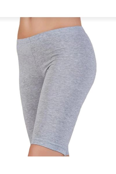 Tutku Women's Gray 100% Cotton Plus Size Lycra Short Over-The-Knee Tights